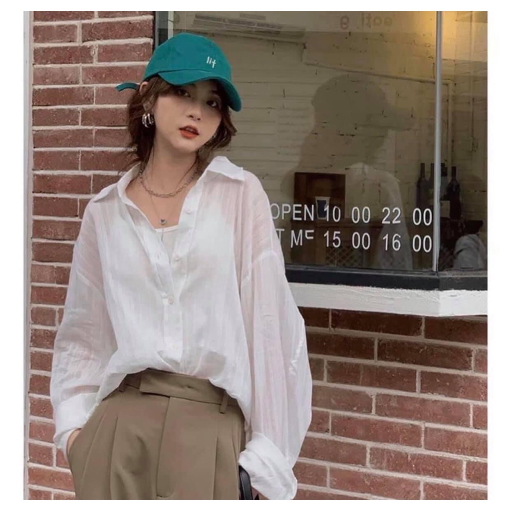 Sét Áo sơ mi gân mỏng mix áo 2 dây bozip trong_T