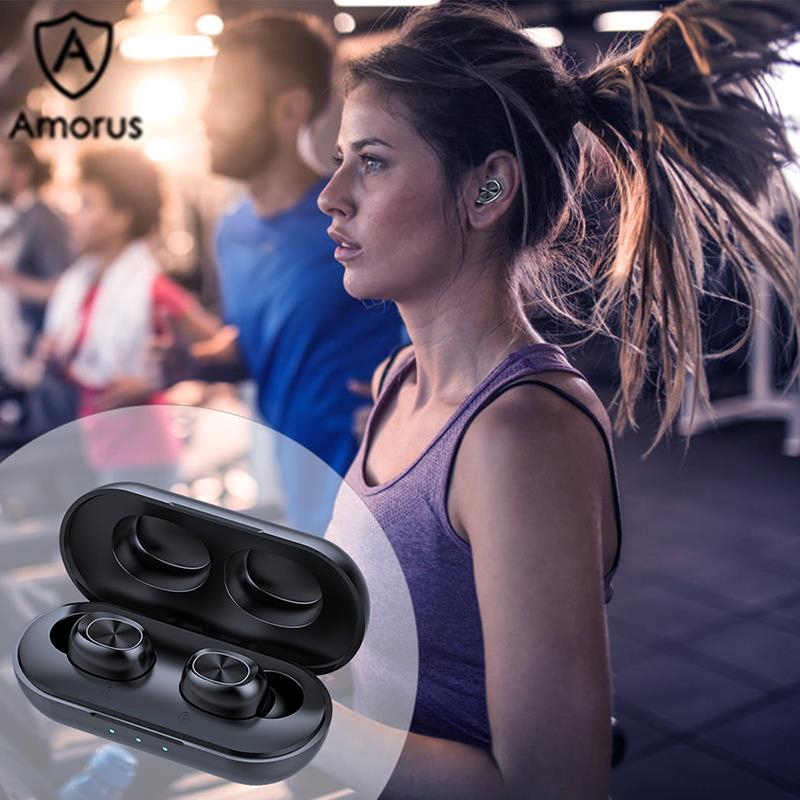 Tai Nghe Đôi Nhét Tai Không Dây Bluetooth 5.0 TWS Mini Amorus Thiết Kế Cảm Ứng Chất Lượng Cao