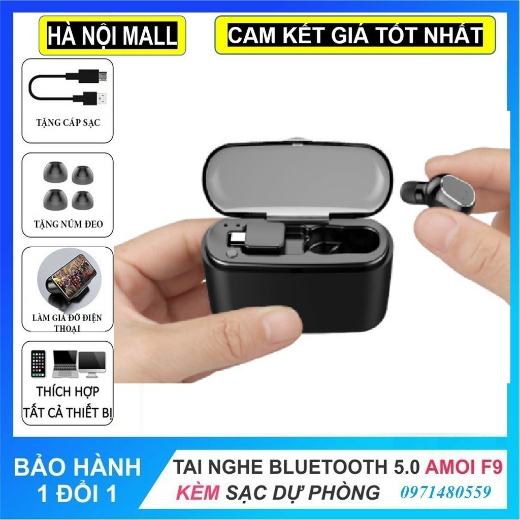 Tai nghe true wireless AMOI F9 | bản QUỐC TẾ | Màu Đen | (Nhiều phiên bản)