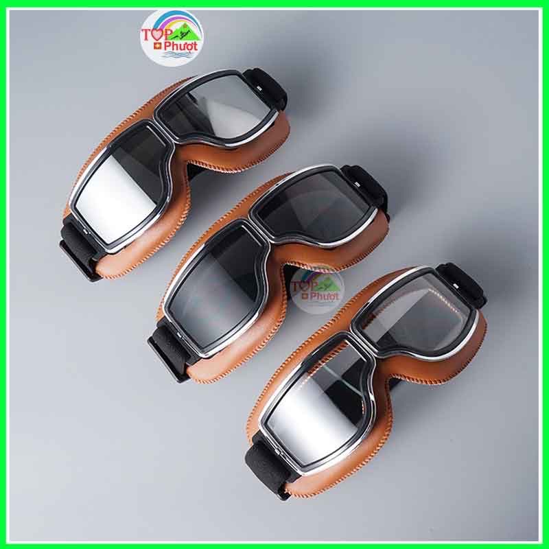 kính phi công viền da gắn mũ bảo hiểm 1/2 -3/4 -hàng cao cấp