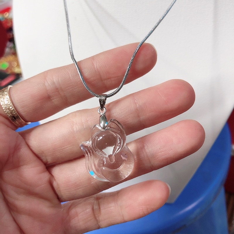 Dây chuyền mạ bạc 925 mặt hồ ly đá
