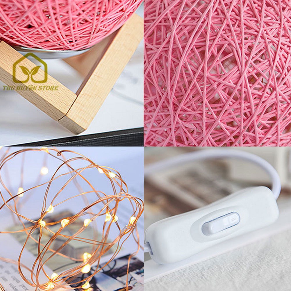 💫𝑺𝒊𝒆̂𝒖 𝑺𝒂𝒍𝒆💫 Đèn Ngủ Để Bàn Trang Trí Hình Quả Cầu Mây Sạc USB Thiết Kế Sáng Tạo