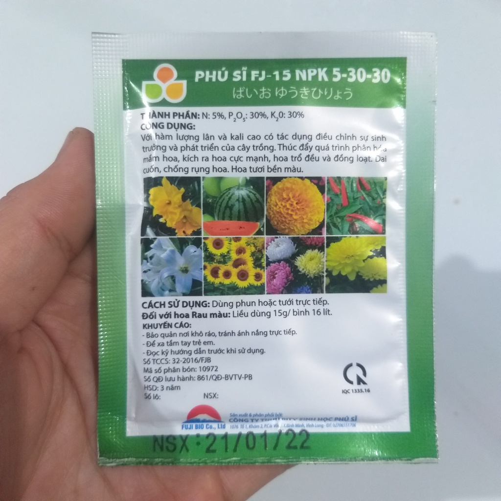 Kích ra hoa cực mạnh, siêu tạo mầm hoa, hoa trổ đều đồng loạt FJ-15 NPK 5-30-30 Phú Sĩ  | VTNN Cần Thơ