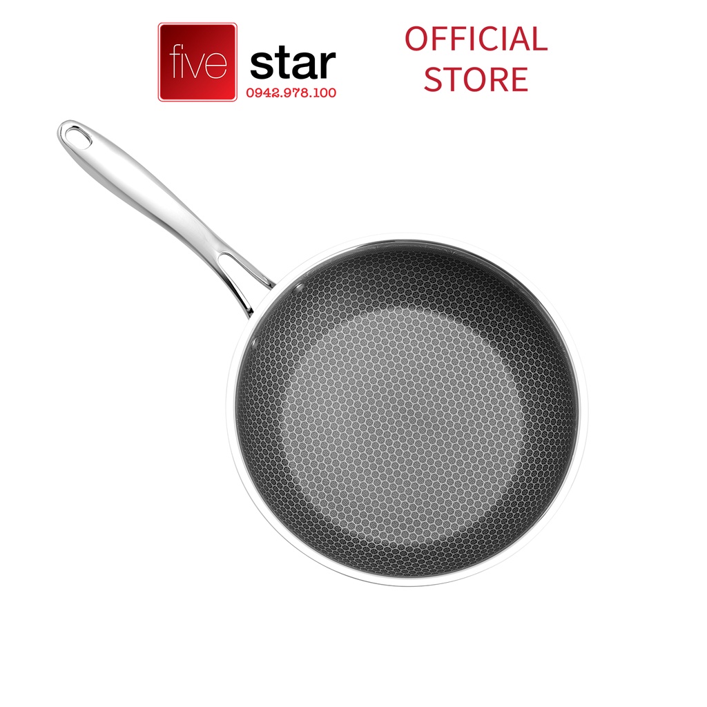 Chảo chống dính tổ ong cao cấp FIVESTAR 3 lớp đáy liền inox 304 siêu bền , chống trầy xước 24cm / 26cm / 28cm