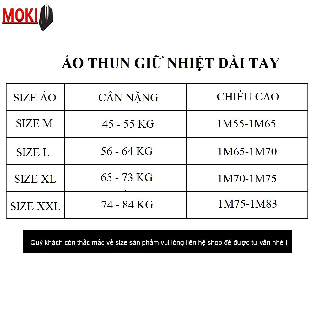 Áo giữ nhiệt nam MOKI thể thao dài tay nhiều màu size từ 45 đến 84kg, chất co giãn tối đa | BigBuy360 - bigbuy360.vn