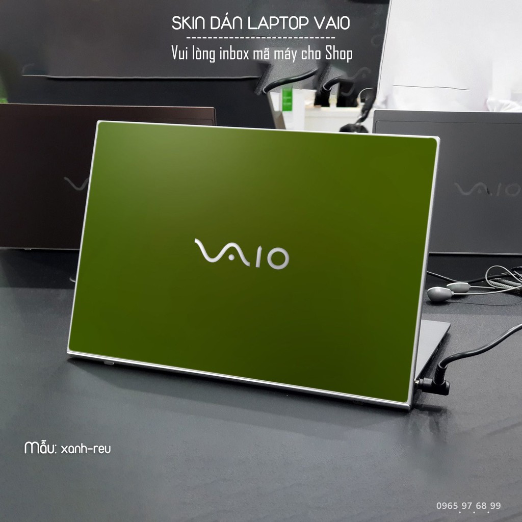 Skin dán Laptop Sony Vaio màu xanh rêu (inbox mã máy cho Shop)