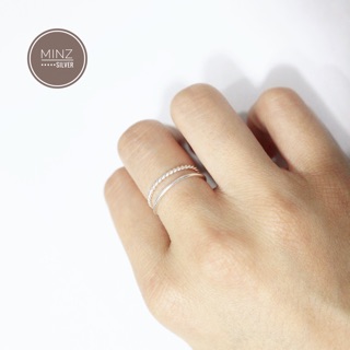 Nhẫn bạc 2 vòng trơn + xoắn