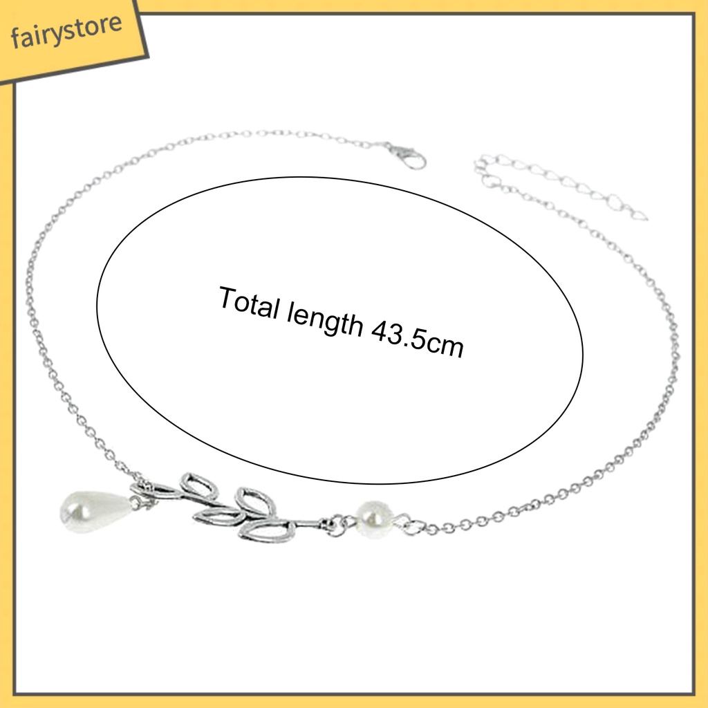 Dây Chuyền Mặt Hình Lá Đính Ngọc Trai Nhân Tạo Thanh Lịch