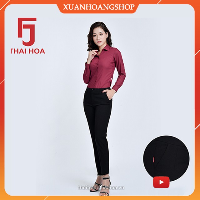 Quần Tây Nữ Thái Hòa, Quần Âu Phục Màu Đen, Dáng Ống Baggy, Kiểu Nữ Công Sở Đẹp 2C-982-17