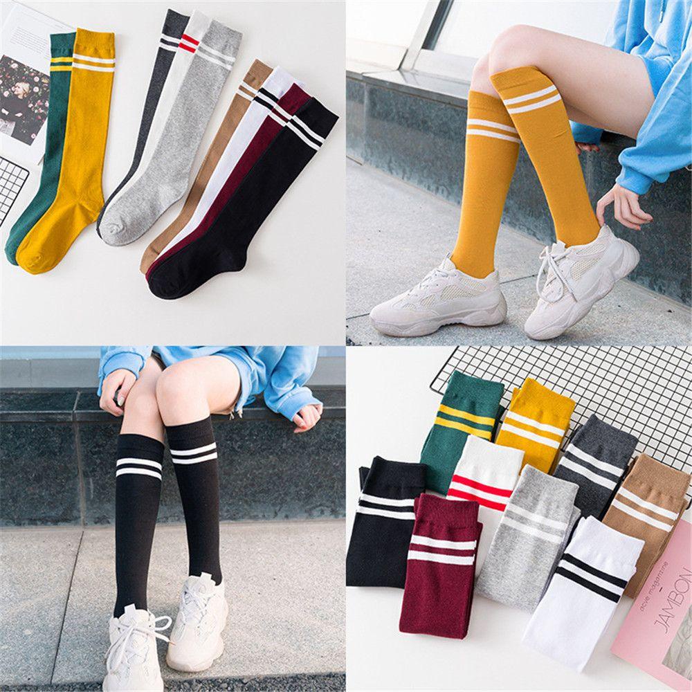 Vớ Dệt Kim Dài Qua Gối Giữ Ấm Họa Tiết Kẻ Sọc
