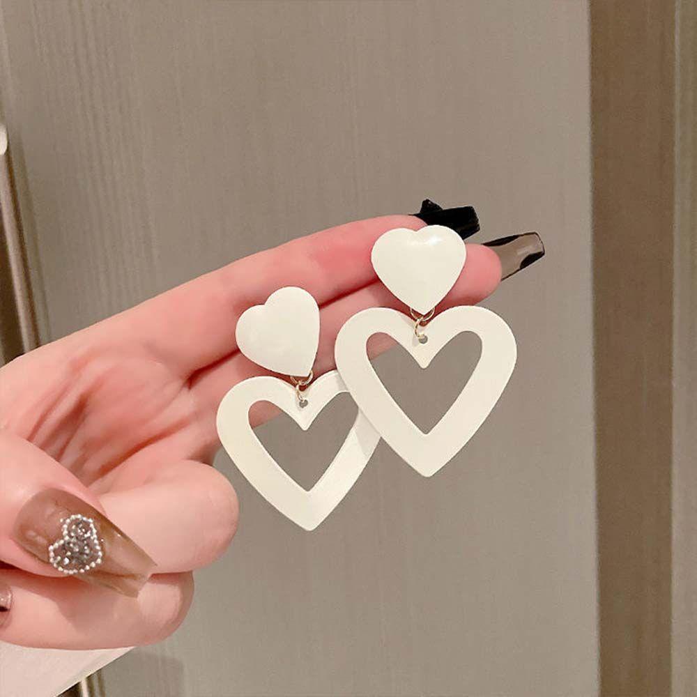 Khuyên Tai Dáng Dài Màu Trắng Đơn Giản Thanh Lịch Cho Nữ