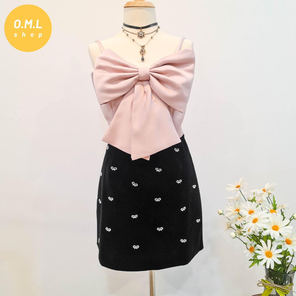 SIÊU PHẨM áo croptop hai dây nơ lớn cực đẹp
