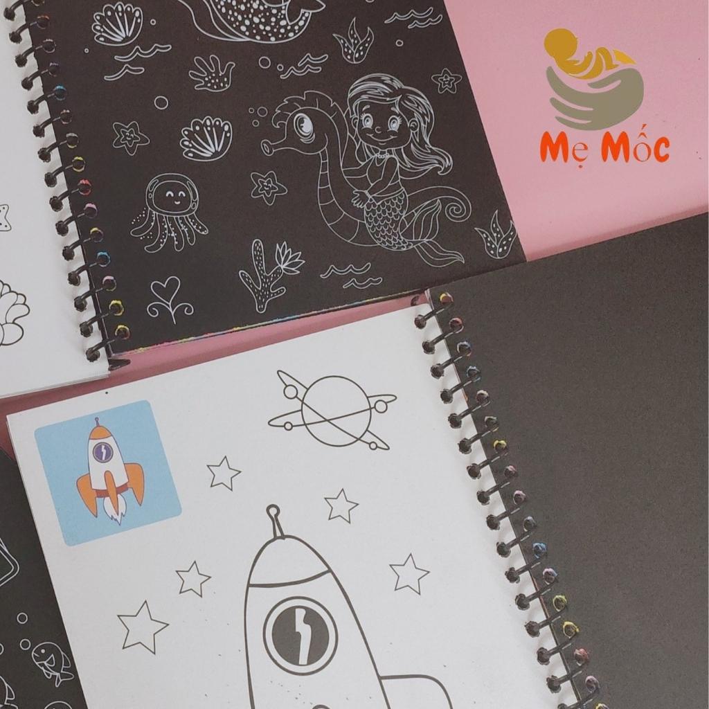 Tranh Tô Màu Ma Thuật Xước  Shop Mẹ Mốc Đồ Chơi Tô Mầu Cho Bé Loại Cao Cấp Dày Dặn Bút Tô Màu Không Giới Hạn