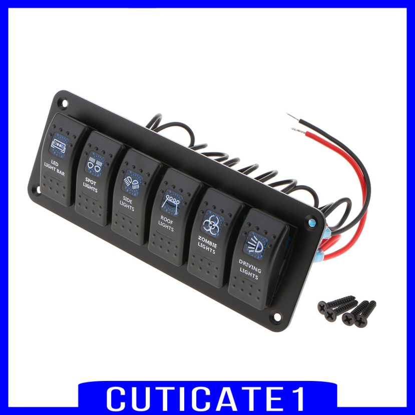 Bảng Công Tắc Điều Khiển 6 Gang 12V / 24V Cho Tàu Thuyền / Ô Tô