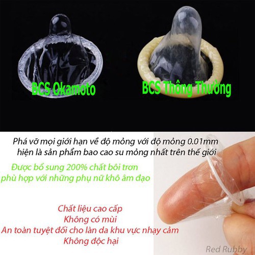 [SALE SỐC][CHÍNH HÃNG] Bao cao su  Okamoto Roman, Gai vân hoa hồng, Nhật Bản_Hộp 3 bao_Kích thích từng chuyển động