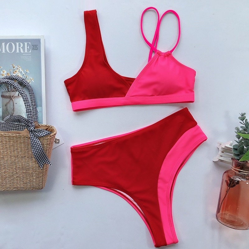 [BKN392] &lt;ÂU&gt; SET BIKINI ĐỎ MIX HỒNG (CẠP CAO)