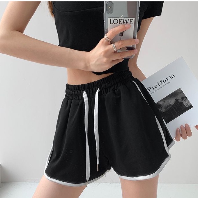 Quần short thể thao SUXI lưng cao dáng rộng đơn giản thời trang mùa hè cho nữ