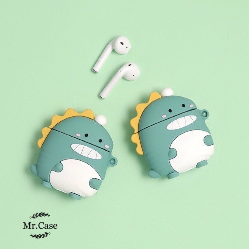 Case Airpods 1/2 Pro Vỏ Ốp Đựng Tai Nghe Khủng Long Xanh