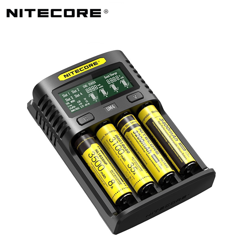 Bộ sạc pin thông minh 100% Nitecore Um4 Usb Qc Qc Qc 3.0 2700 26650 chất lượng cao