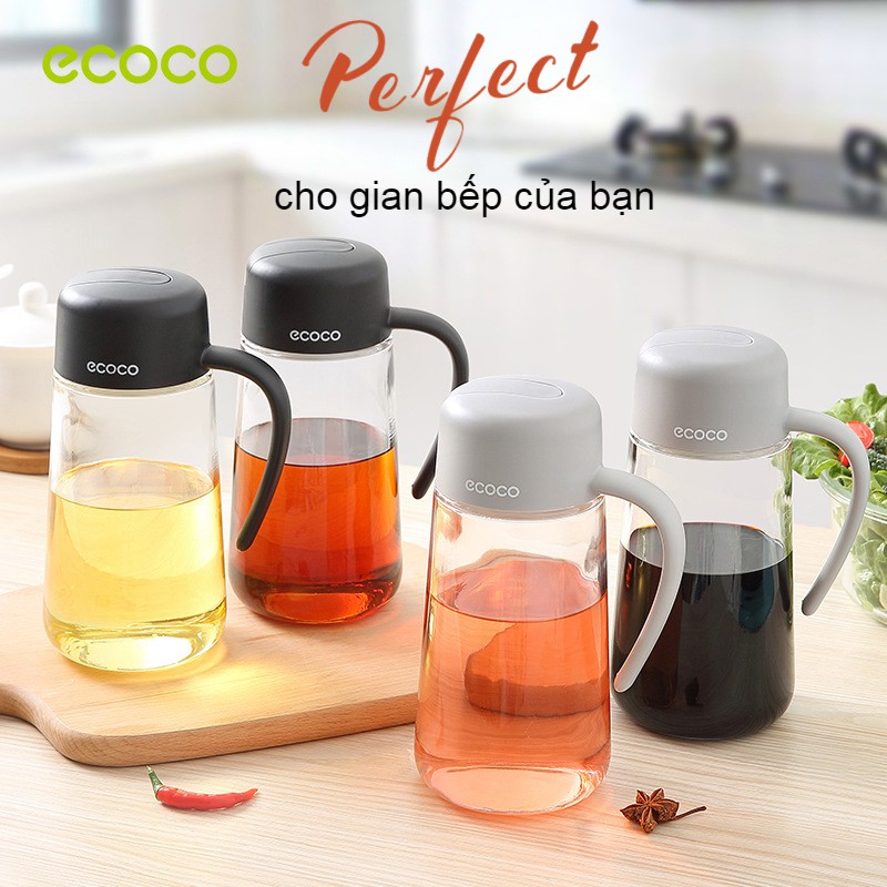 Bình Đựng Dầu Ăn Bằng Thủy Tinh Dày Dặn Dung Tích 1000ML Nắp Đóng Mở Tự Động Kèm Vòi Rót Dầu Inox 304 Hàng Chất Lượng