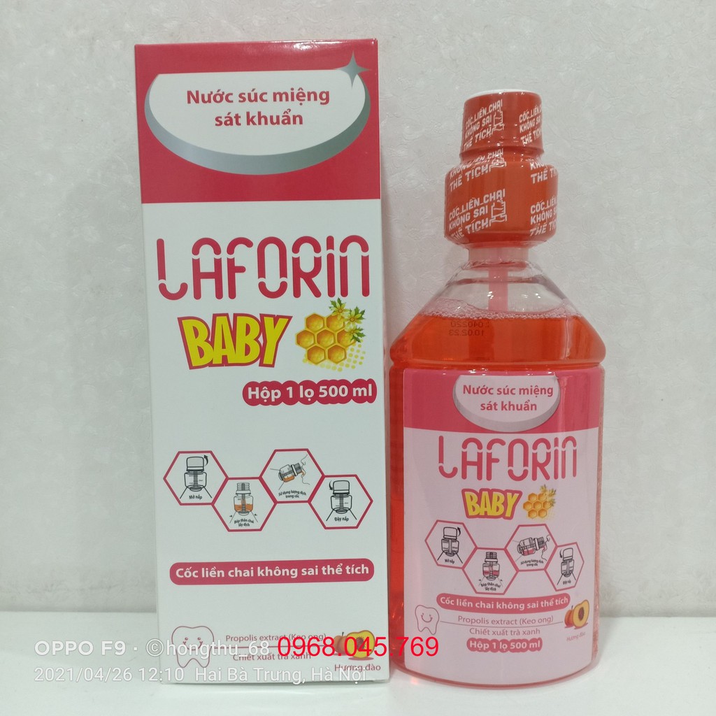 Nước súc miệng sát khuẩn LAFORIN BABY 500ml hương đào