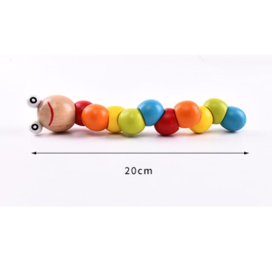 [LOẠI TO] Đồ Chơi Con Sâu Gỗ 20CM Uốn Dẻo Nhiều Màu Sắc Đáng Yêu Thú Vị Cho Bé [Đồ Chơi Trẻ Em]