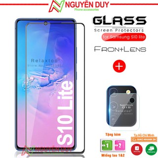 [Kính+Camera] Kính cường lực Samsung S10 Lite Full màn hình 9D + Miếng dán camera Samsung S10 Lite