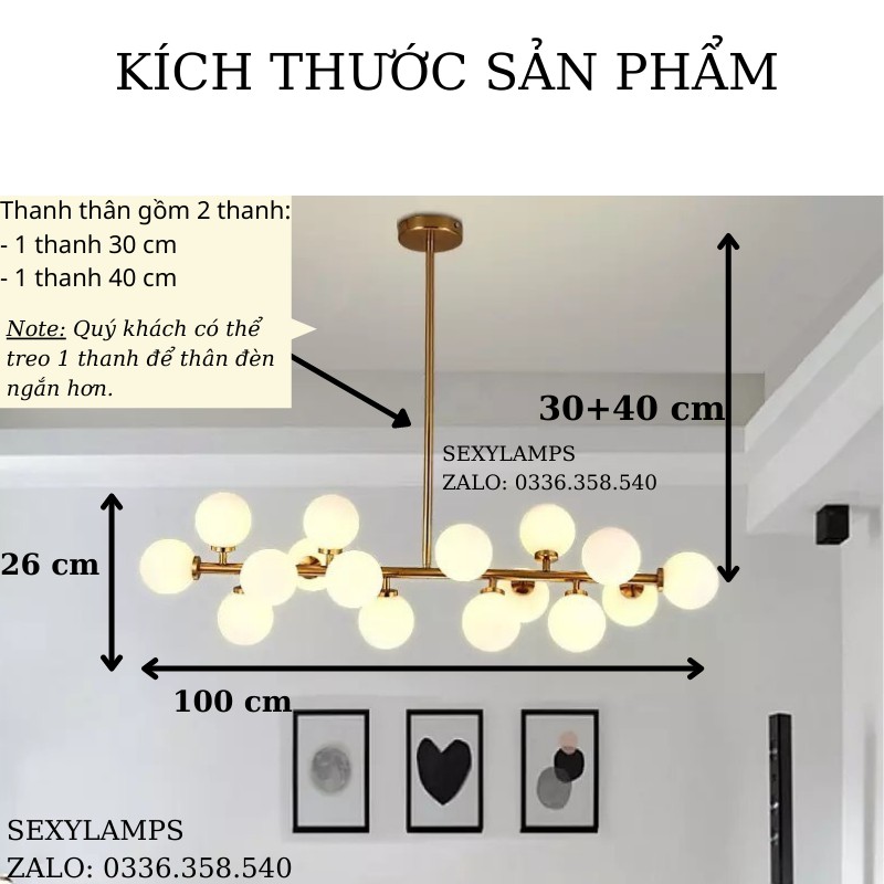 Đèn Thả Trang Trí Phòng, Bàn Ăn, Đẹp Cao Cấp. Tặng Kèm Bóng LED Thủy Tinh