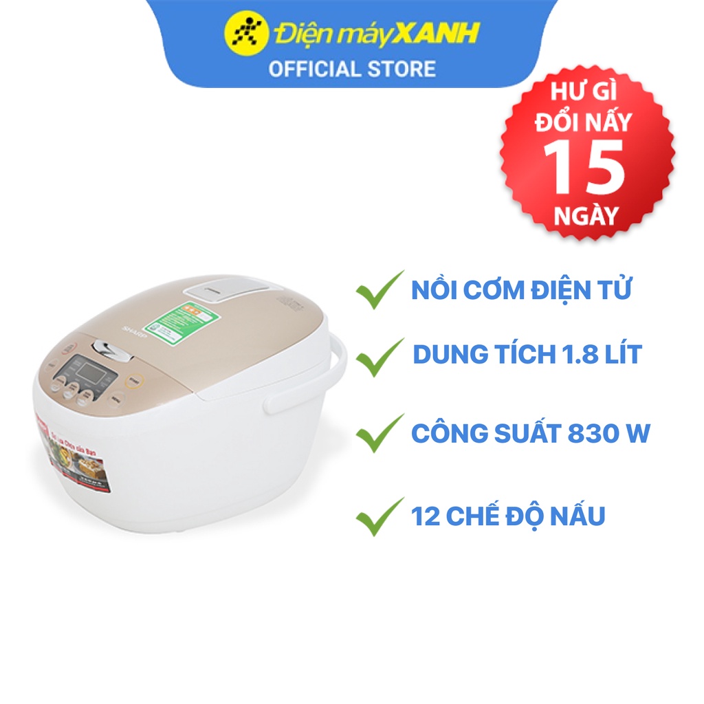 [Mã ELHADEV giảm 4% đơn 300K] Nồi cơm điện tử Sharp KS-COM181CV-GL