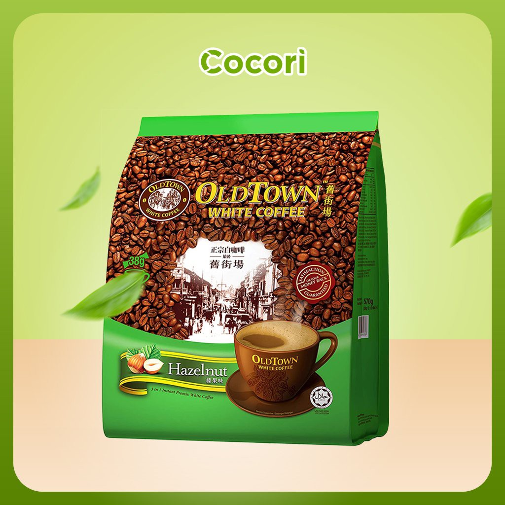 Cà Phê Trắng Oldtown Malaysia White Coffee Cafe Gói Hòa Tan Hạt Dẻ 15 Gói x 40 Gam COCORI