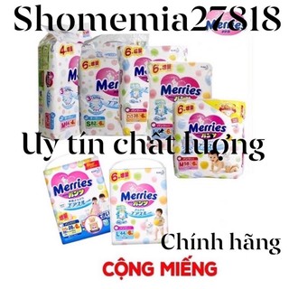 Tã bỉm quần/dán merries cộng miếng đủ size Nb90+6/S88+6/M58+6/M64+4/L44+6/L54+4/XL38+6/XXL26+2