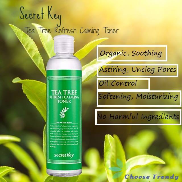 Nước Hoa Hồng Secret Key TeaTree Refresh Calming Toner 248ml + Tặng Bông tẩy trang Ipek 80 miếng