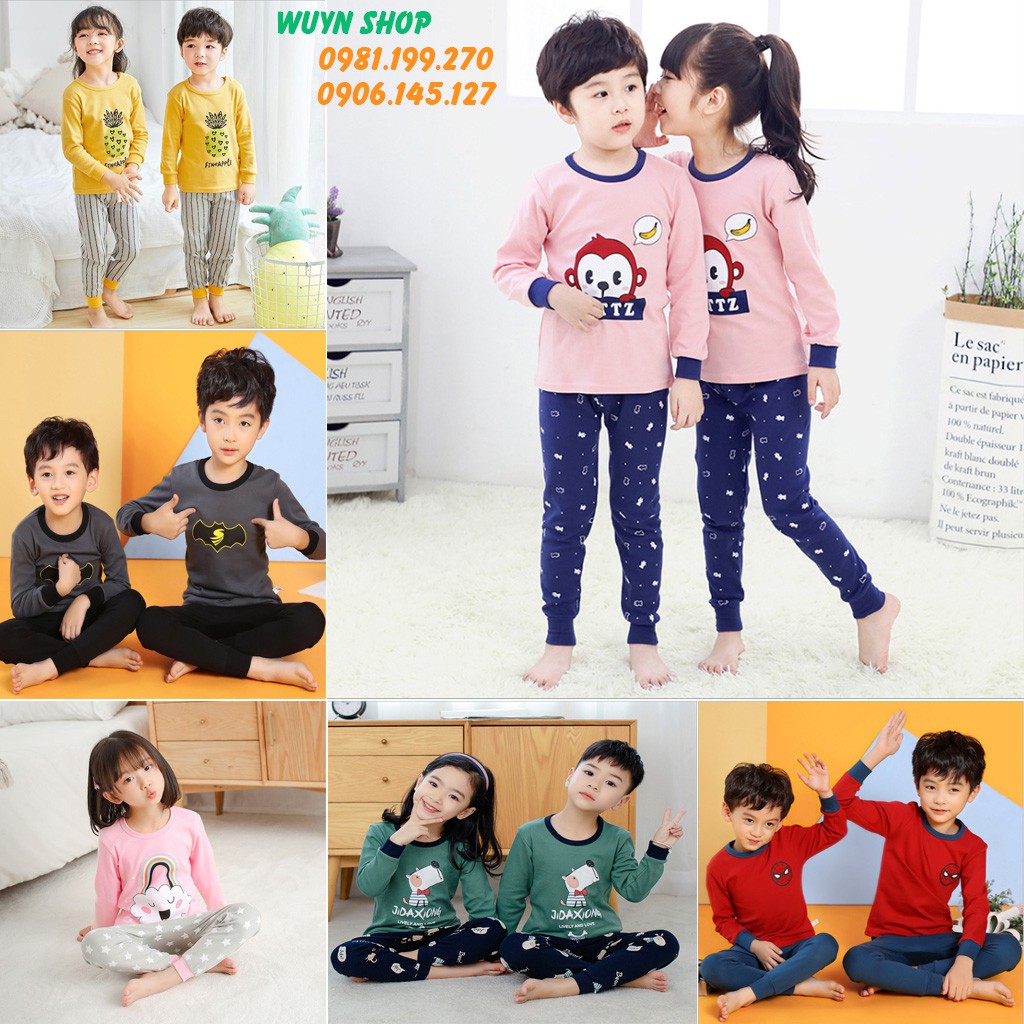 Bộ Cotton Thu Đông Họa Tiết Thú Cưng Dễ Thương Cho Bé Từ 2 - 8 Tuổi