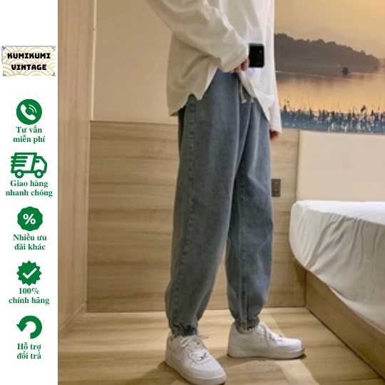 Quần jogger jean nam phong cách năng động trẻ trung - hot 2022-Q17- quần bò bó ống phong cách hiphop