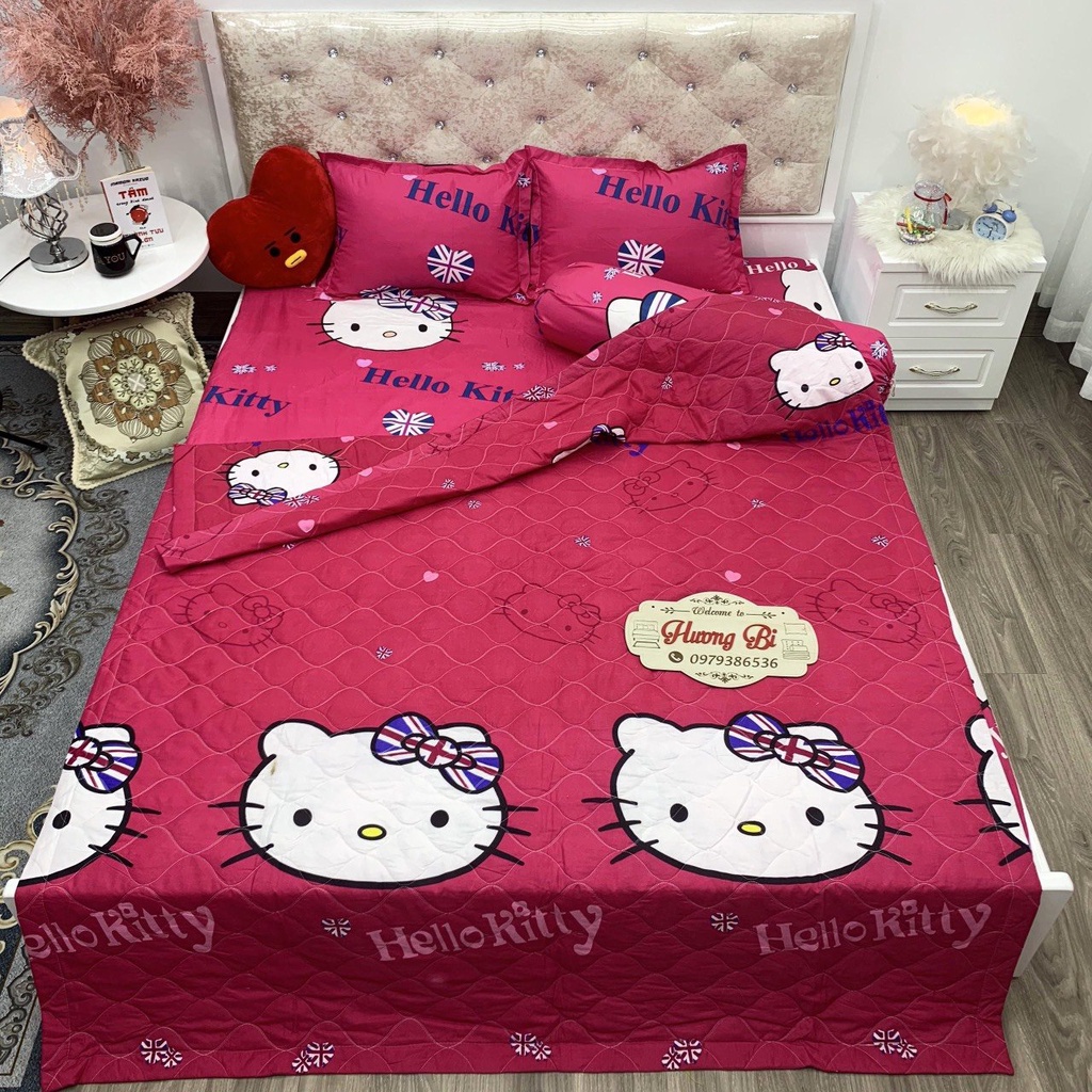 Bộ Chăn hè dễ thương cho bé Ga Gối Cotton Poly Combo 5 Món - Nhiều Mẫu Lựa Chọn - Hương Vũ Bedding