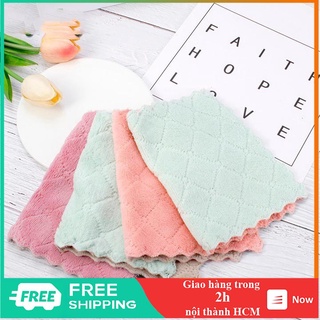 Khăn lau tay treo tường nhà bếp, bát đĩa, cốc chén thấm nước chống dính dầu mỡ hai mặt loại to 25x27.5cm - GD0010