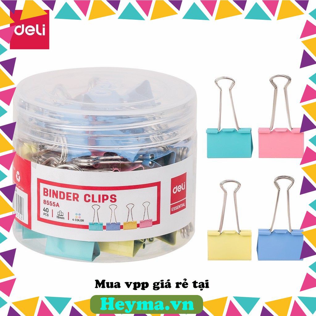 [Có Quà Tặng]Kẹp giấy màu Deli Binder Clips - Double Clip 15mm 19mm 25mm 32mm 41mm 51mm kẹp bướm màu