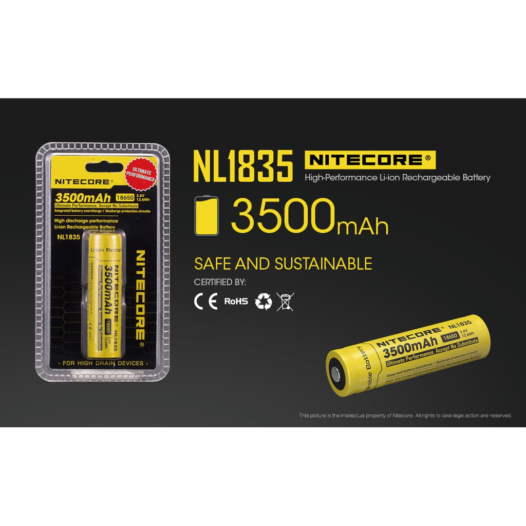 Pin Xạc 18650 Nitecore NL1835 3500mah