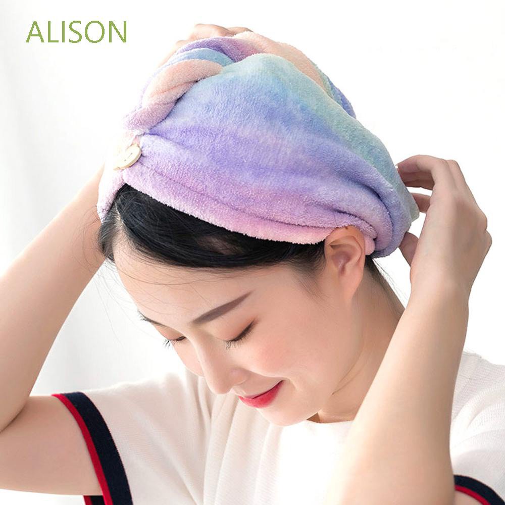 ALISON Rainbow Hair Drying Towel Colorful Shower Cap Shower Turban Microfiber SPA Ultra-Absorbent Quick Dry Hair Wrap Soft Head Towel/Multicolor