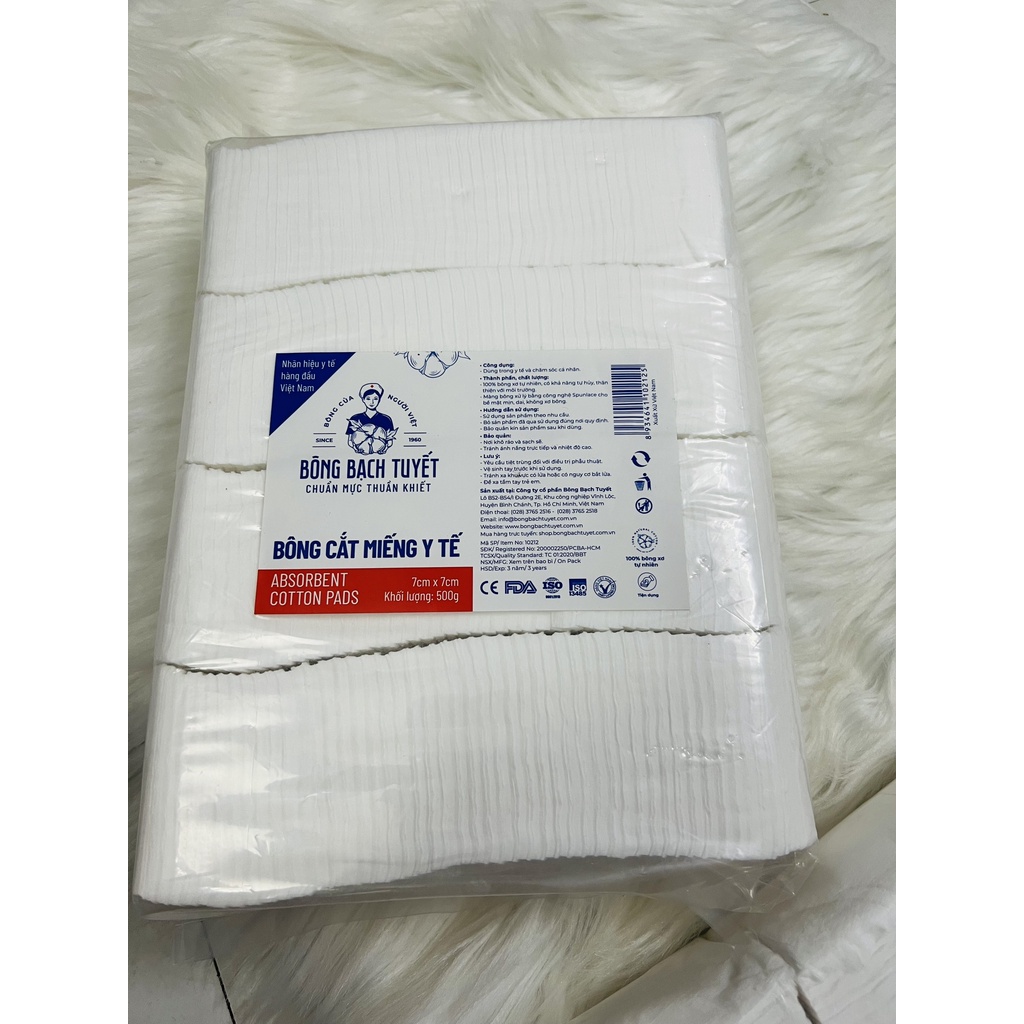 Bông Gòn cắt miếng Sẵn 0.5 kg Vệ Sinh cho bé - Chính hãng Bông Bạch Tuyết