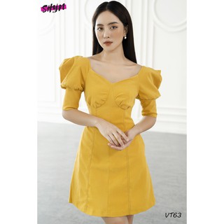 Váy/đầm vàng nhung dáng suông cao cấp - Hàng thiết kế