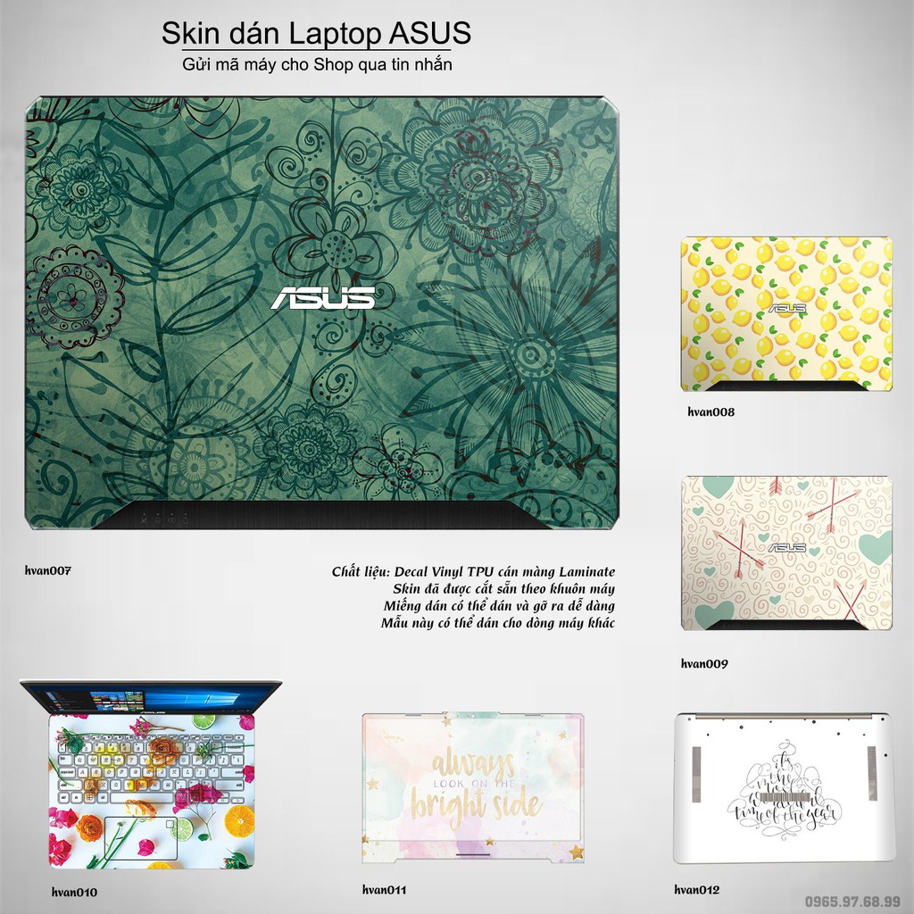 Skin dán Laptop Asus in hình Hoa văn nhiều mẫu 2 (inbox mã máy cho Shop)