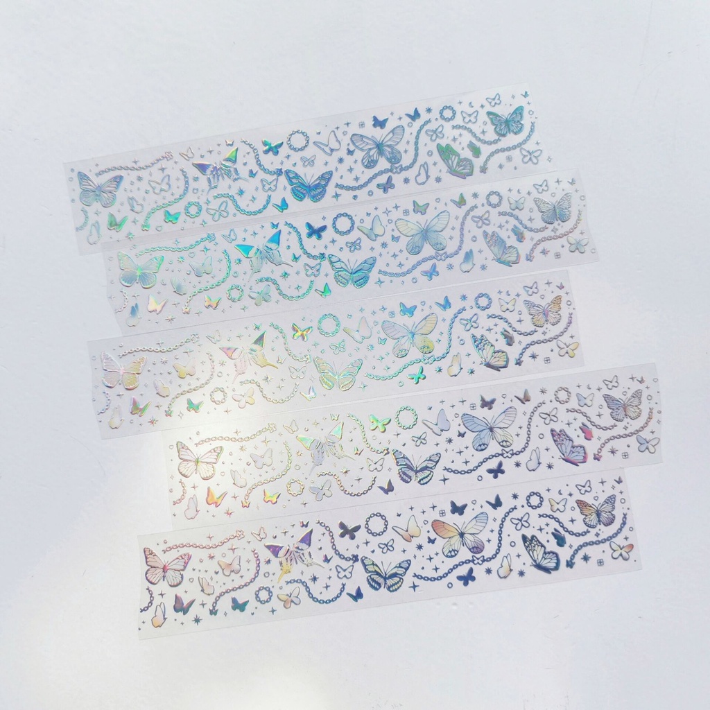 Hình dán PET sticker hologram butterly bướm trang trí deco scrapbook, toploader, photocard