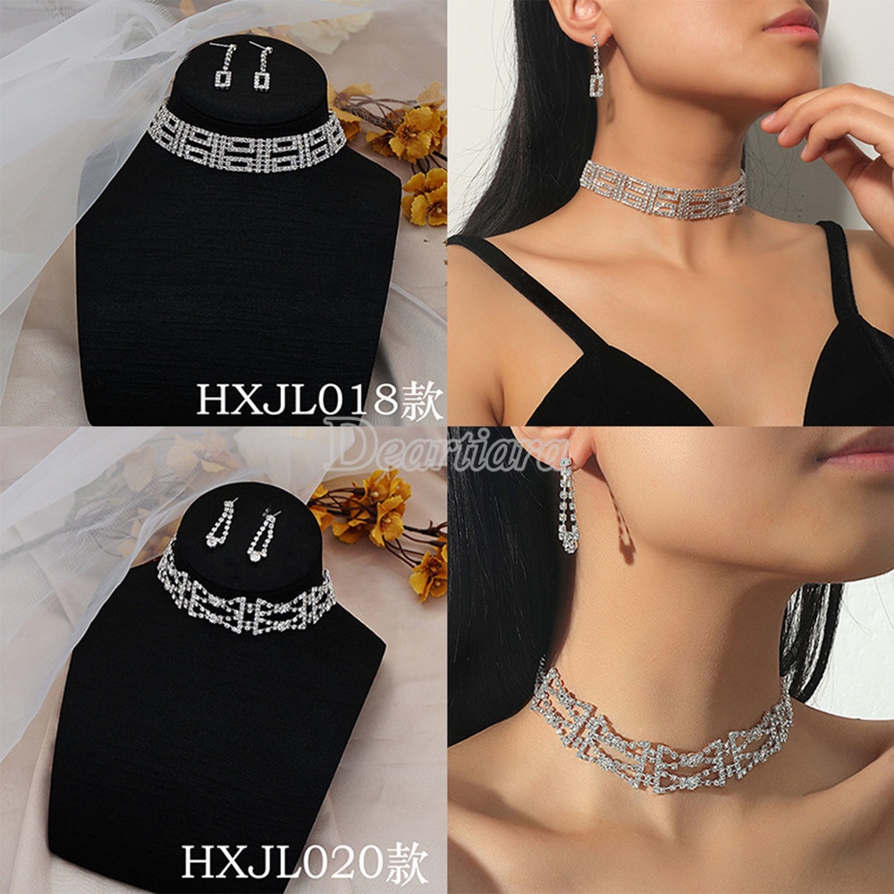 Vòng cổ mặt hoa đính kim cương giả lấp lánh