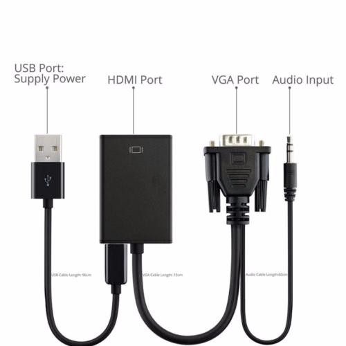 Vga to hdmi, cáp chuyển đổi VGA sang HDMI có âm thanh kèm dây micro usb