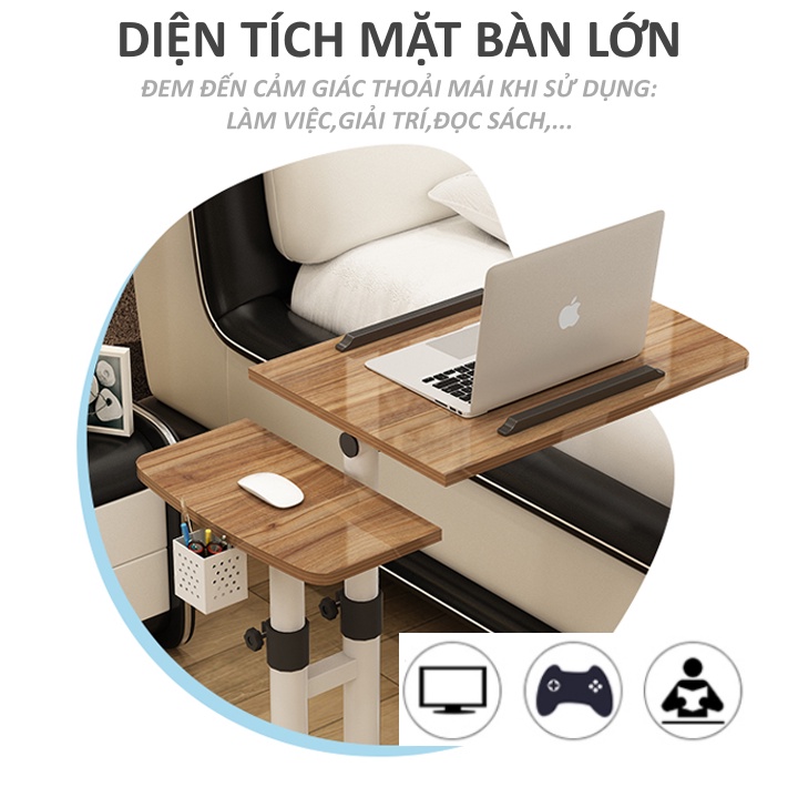 Bàn Laptop Di Động,Bàn Làm Việc Gấp Gọn Thông Minh Có Thể Chỉnh Độ Cao,Khung Sắt Chắc Chắn Chân Tròn Kèm Giỏ Bút