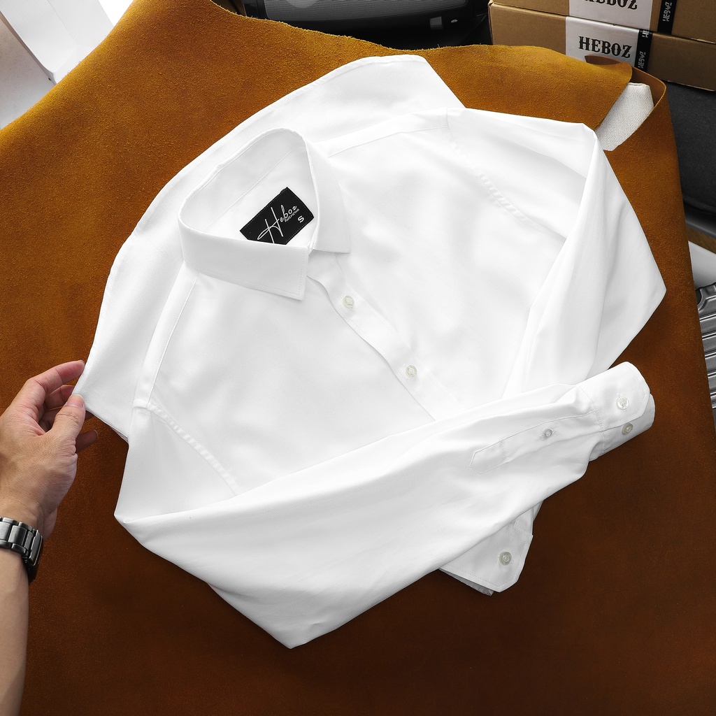 Áo sơ mi nam dài tay HEBOZ 010, chất cotton mềm mịn ít nhăn thoáng mát - 00001144