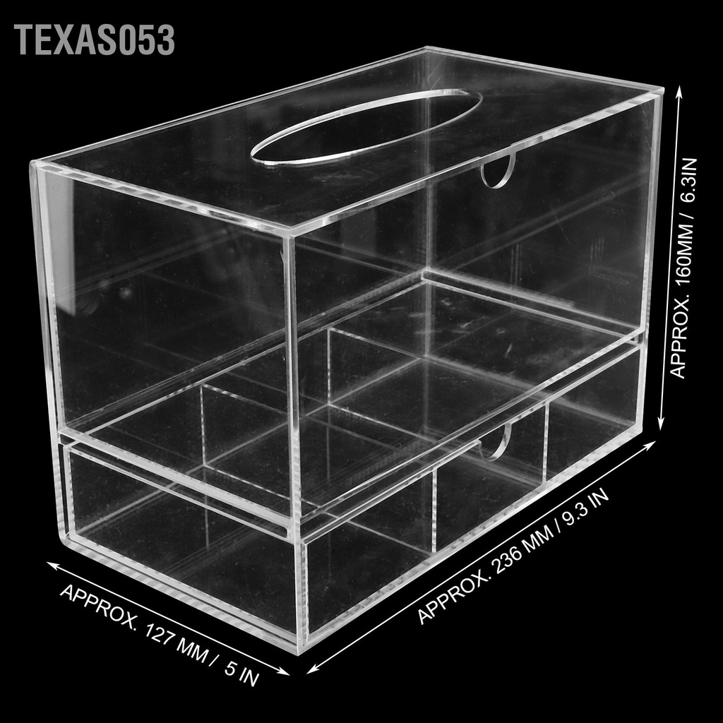 Texas053 Hộp lưu trữ khăn giấy acrylic trong suốt mỹ phẩm mở rộng lông mi với ngăn kéo