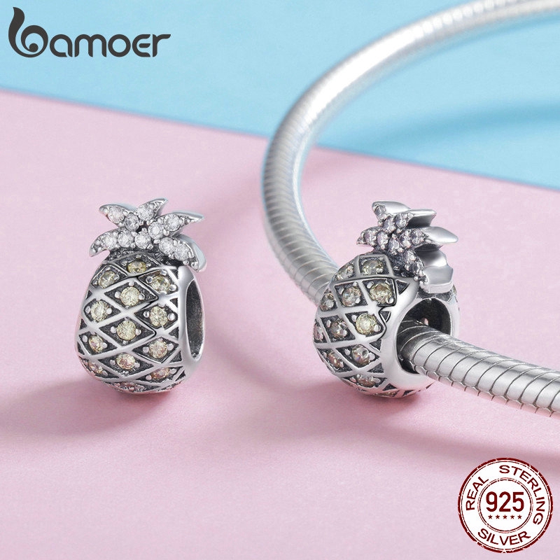Phụ Kiện Hạt Bamoer Dùng Làm Trang Sức Hình Quả Dứa Đính Đá Đáng Yêu