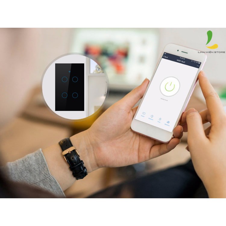 Công tắc Tuya 4 nút hỗ trợ kết nối Goole Home, Alexa bật/tắt bằng giọng nói